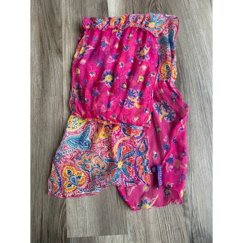 Ralph Lauren Purple Label‎ Pink Paisley Boho Floral 100% Silk Scarf Italy